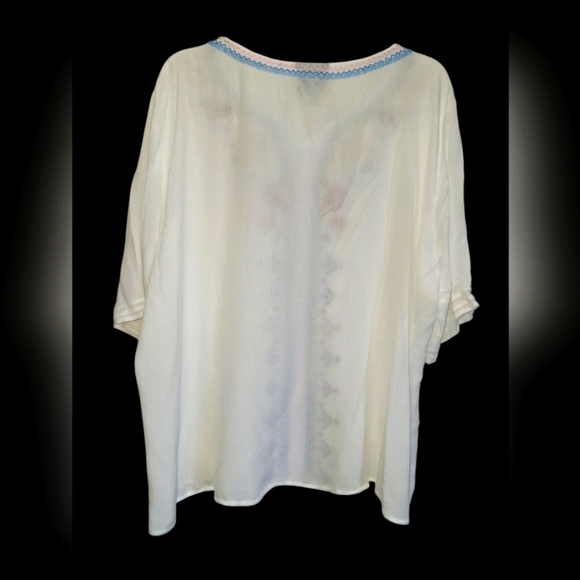 3X Liv Los Angeles Boho Embroidered Cottagecore Flowy Gauzy Tunic - Picture 3 of 5